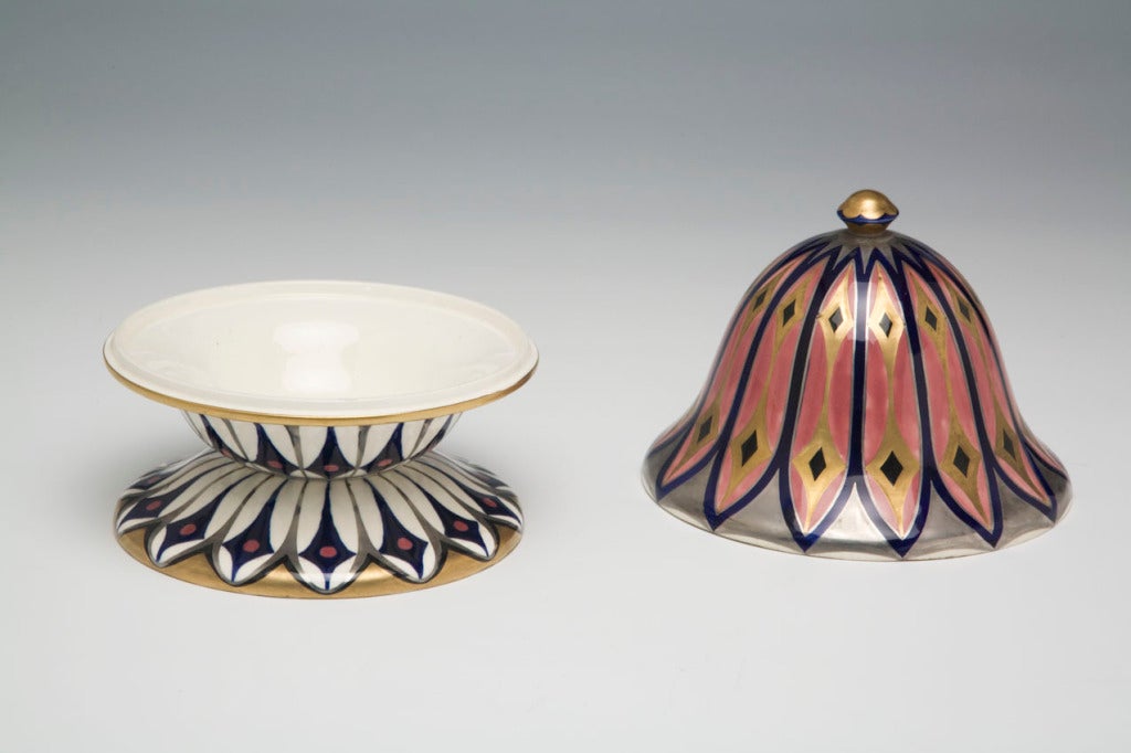 Earthenware 19th Century Pink Petals Porcelain Covered Box Serapis Wahliss by Ernst Wahliss