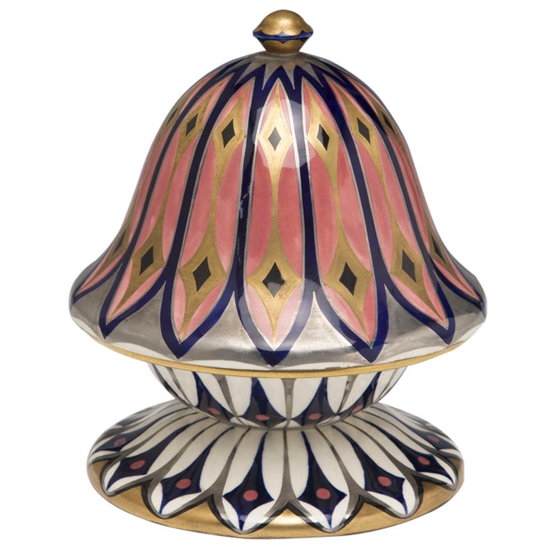 19th Century Pink Petals Porcelain Covered Box Serapis Wahliss by Ernst Wahliss