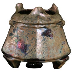 Iridescent Cachepot Chaudron by Lucien Lévy-Dhurmer for Clement Massier