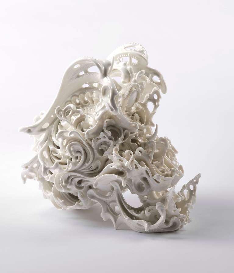 Each unique “skull” in the Predictive Dream Series is made of cast porcelain with white glaze. Since her first solo exhibition in 2001 at Gallery LE DECO in Tokyo, Aoki has gone on to receive numerous awards and has been featured in exhibitions at
