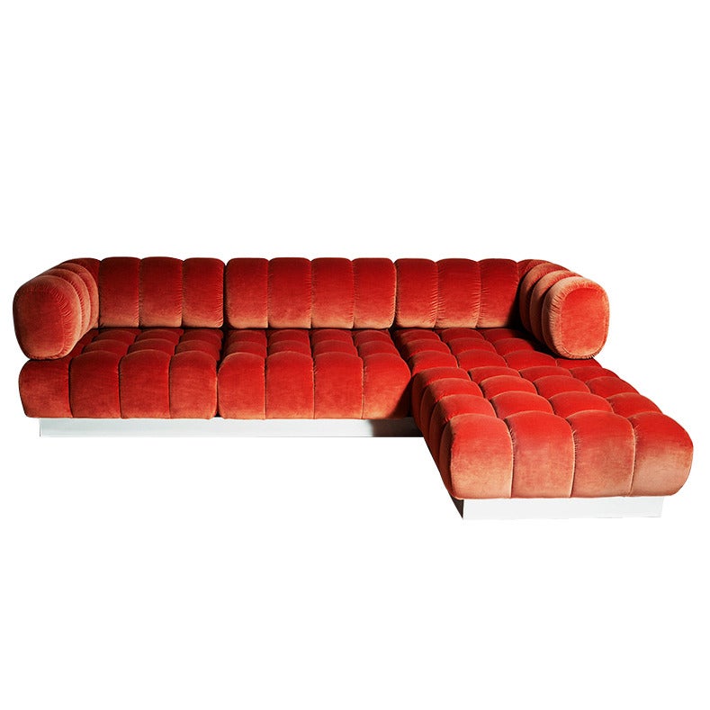 Todd Merrill Custom Originals Extended Tufted Sectional Sofa, USA 2015