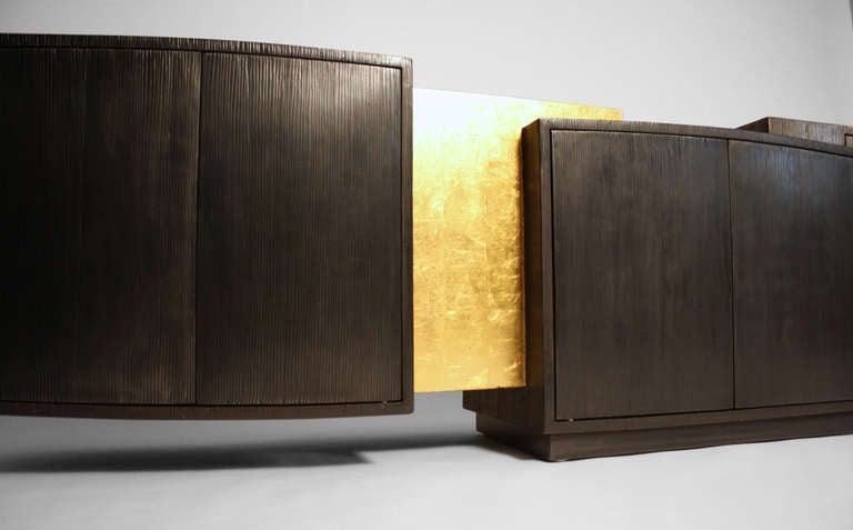 Contemporary Blackened, Gilt Steel, Bronze Double Console by Gary Magakis, USA, 2013 For Sale