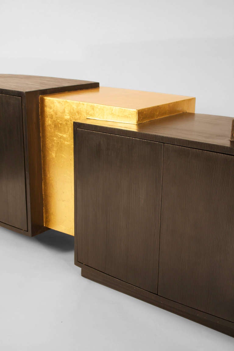 Blackened, Gilt Steel, Bronze Double Console by Gary Magakis, USA, 2013 For Sale 3