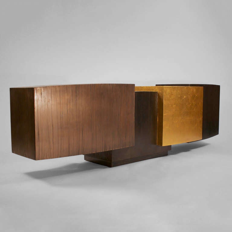 Blackened, Gilt Steel, Bronze Double Console by Gary Magakis, USA, 2013 For Sale 5