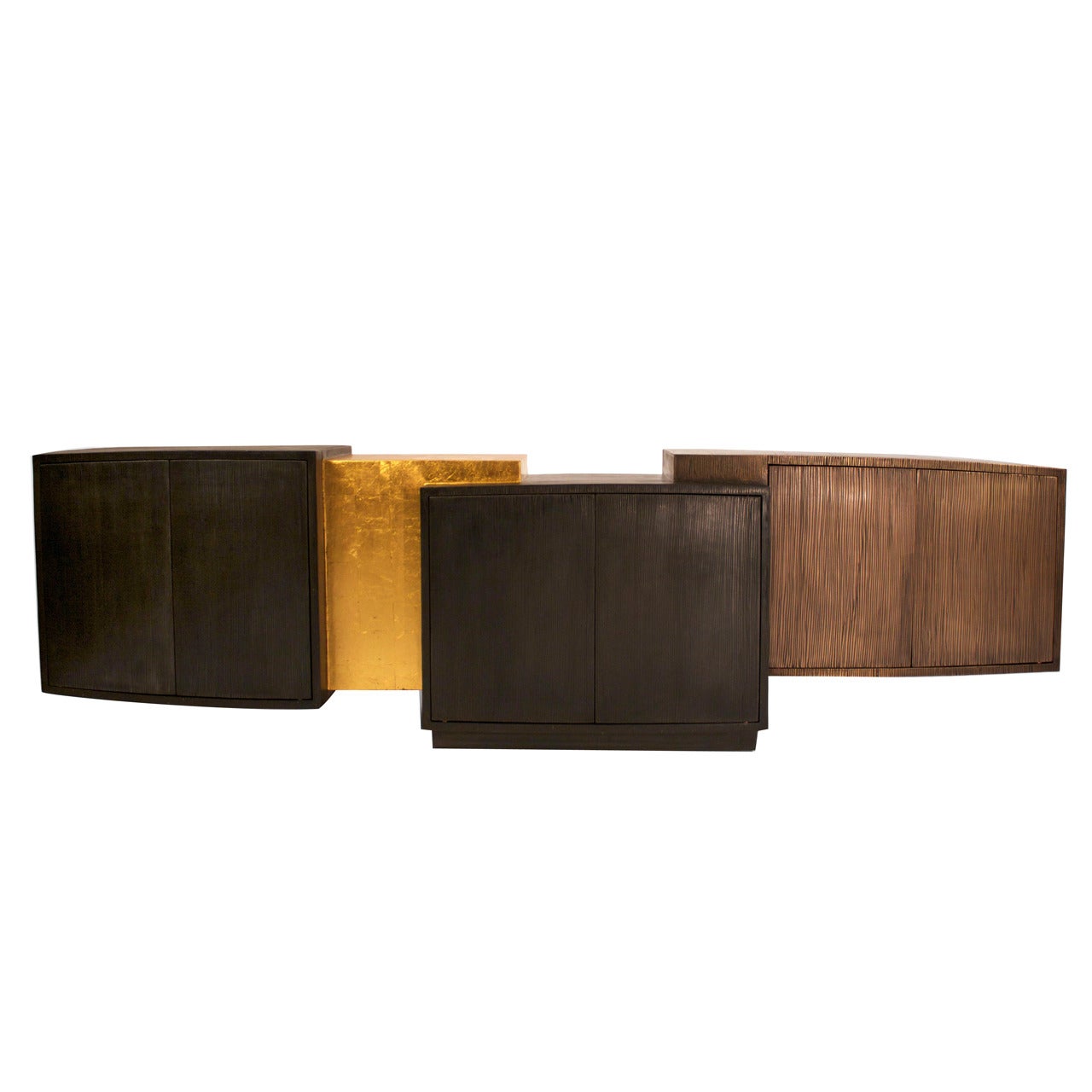 Blackened, Gilt Steel, Bronze Double Console by Gary Magakis, USA, 2013 For Sale
