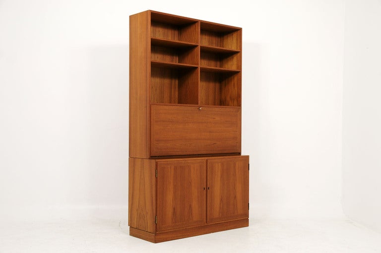 Teak 2 Piece Bookcase Desk Cabinet by Omann Junior