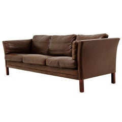 Leather 3 Person Sofa Danish Modern