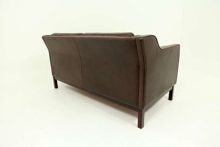 Scandinavian Modern 2 Seat Leather Sofa Loveseat