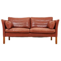 2 Person Leather Sofa by Mogens Hansen Danish Modern