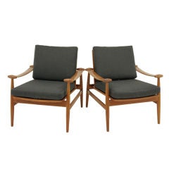 Pair Teak Danish Modern Armchairs by Finn Juhl Model 133