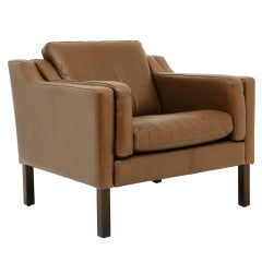 Danish Modern Leather Lounge Chair