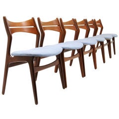 Set 6 Danish Teak Dining Chairs by Erik Buck for CF Christensen
