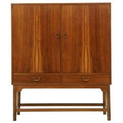 Teak Two (2) Door Cabinet With Drawers