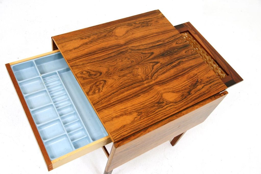 Mid-20th Century Danish Modern Rosewood Sewing Table