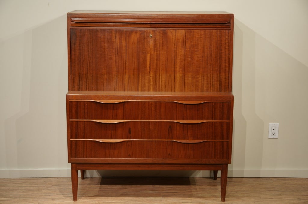 Ib Kofod Larsen Teak Secretary Desk Bureau Cabinet