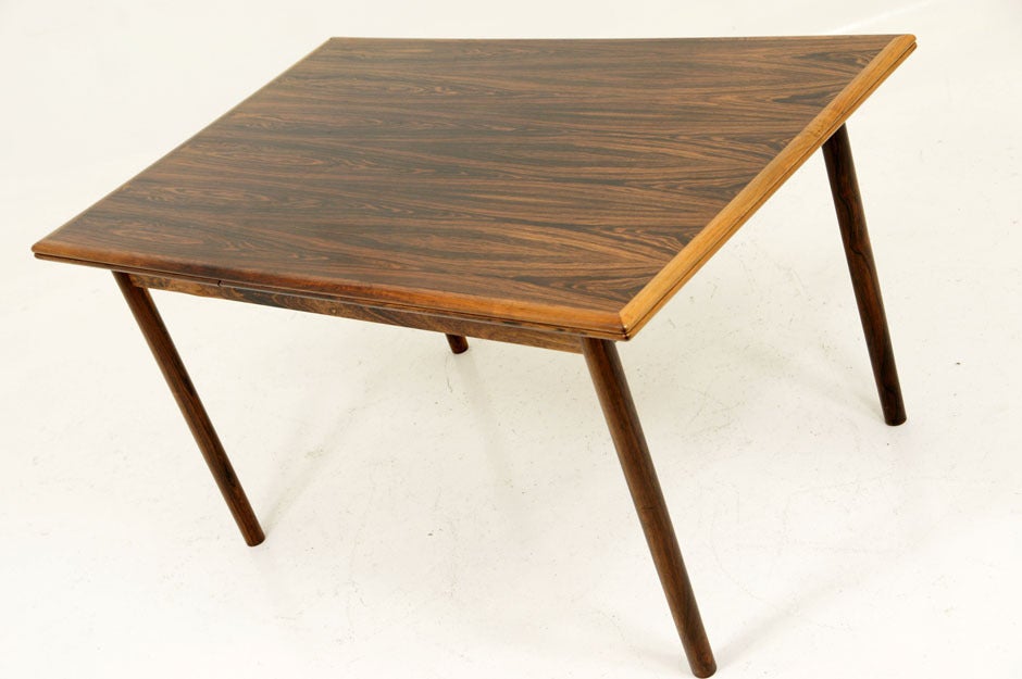 Danish Modern Rosewood Draw Leaf Dining Table