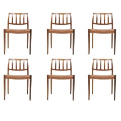 Set Of 6 Rosewood Moller Chairs Model 83