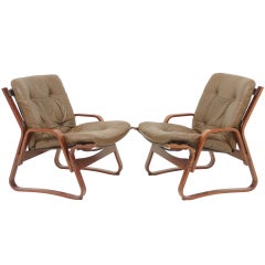 Vintage Pair Leather Lounge Chairs