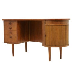 Curved Teak Writing Desk with Bar