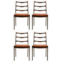Set 4 Rosewood & Leather Chairs