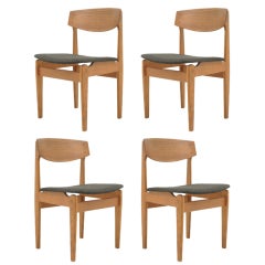Set 4 Oak Dining Chairs By Borge Mogensen
