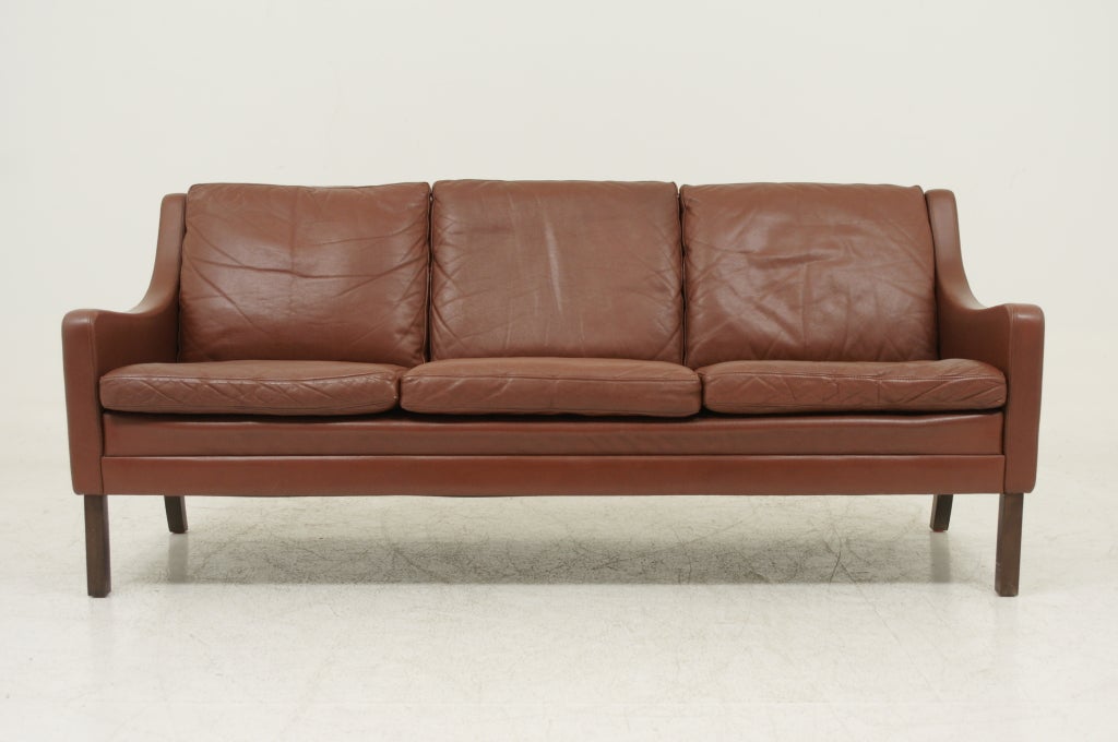 Danish 3 Seat Leather Sofa