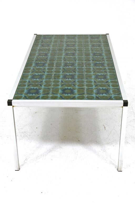 Danish Modern Steel & Tile Top Coffee Table
