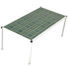 Danish Modern Steel 
Tile Top Coffee Table