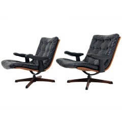 Leather Swivel Lounge Chairs