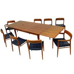 Walnut Table & 8 Chairs by N. Moller