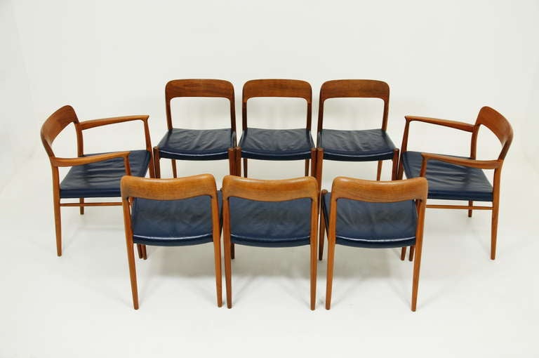 Walnut Table & 8 Chairs by N. Moller