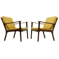 Pair Mahogany Lounge Chairs by Ole Wanscher