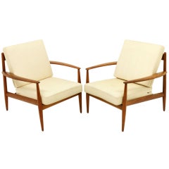 Pair Teak Lounge Chairs by Grete Jalk