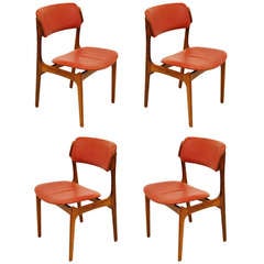 Set 4 Rosewood & Leather Chairs Erik Buch #49
