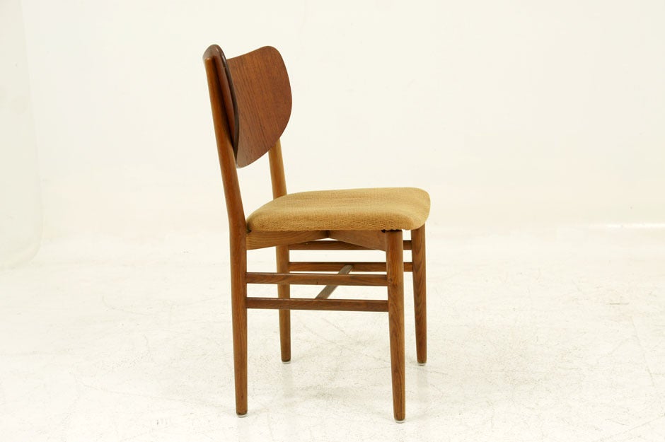Danish Modern 4 Teak/ Oak Dining Chairs by Nils & Eva Koppel