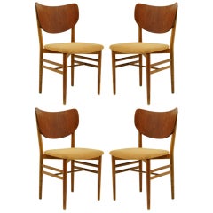 Danish Modern 4 Teak/ Oak Dining Chairs by Nils & Eva Koppel