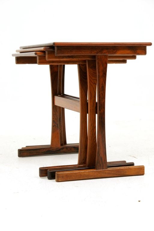 Rosewood Danish Modern Nesting Tables with Tiles