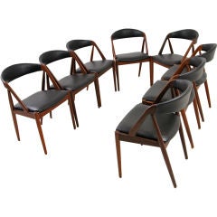 Set 8 Teak Danish Dining Chairs by Kai Kristiansen