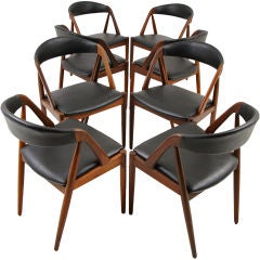 Set 8 Teak Danish Dining Chairs by Kai Kristiansen