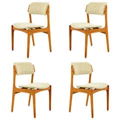 Retro Set 4 Teak Dining Chairs by Erik Buck C2133