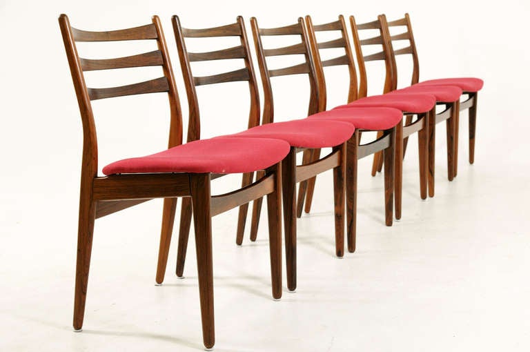 Mid-20th Century Set 6 Rosewood Dining Chairs 