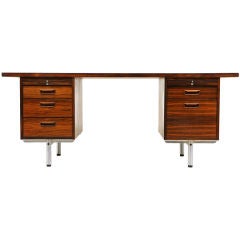 Rosewood & Steel Danish Modern Executive Desk