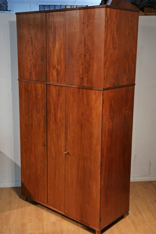 Danish Modern Teak Armoire Wardrobe Cabinet In Good Condition In Vancouver, BC