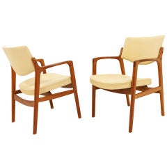 Pair Stunning Teak Danish Modern Arm Chairs
