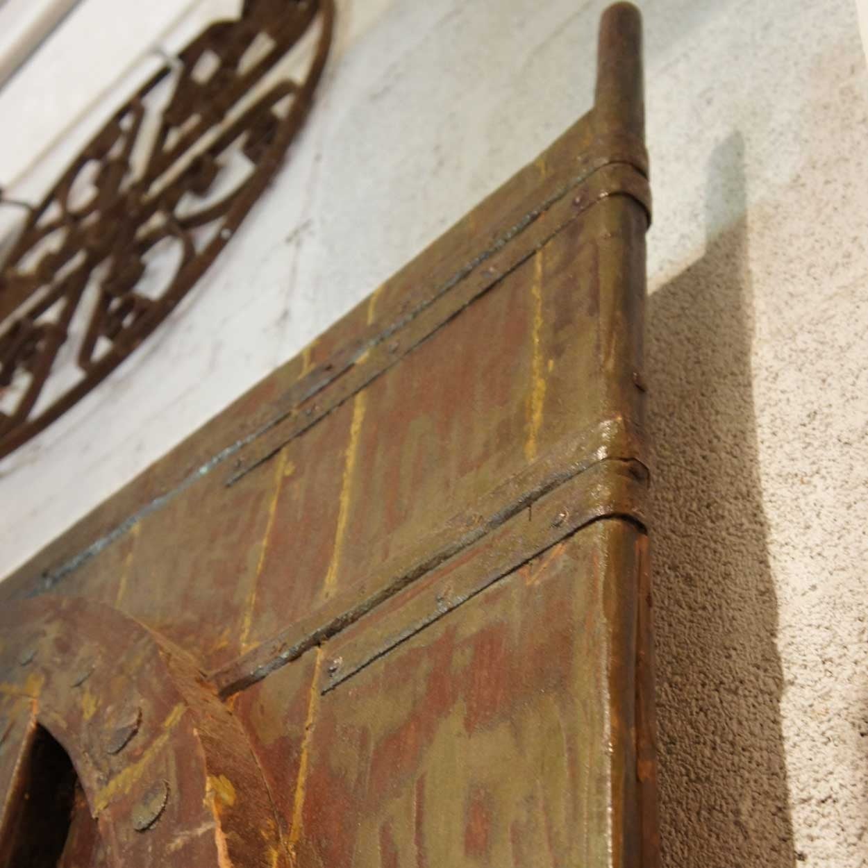 Mid-19th Century Indo-Portuguese Ironbound Solid Teak Paneled Doorway