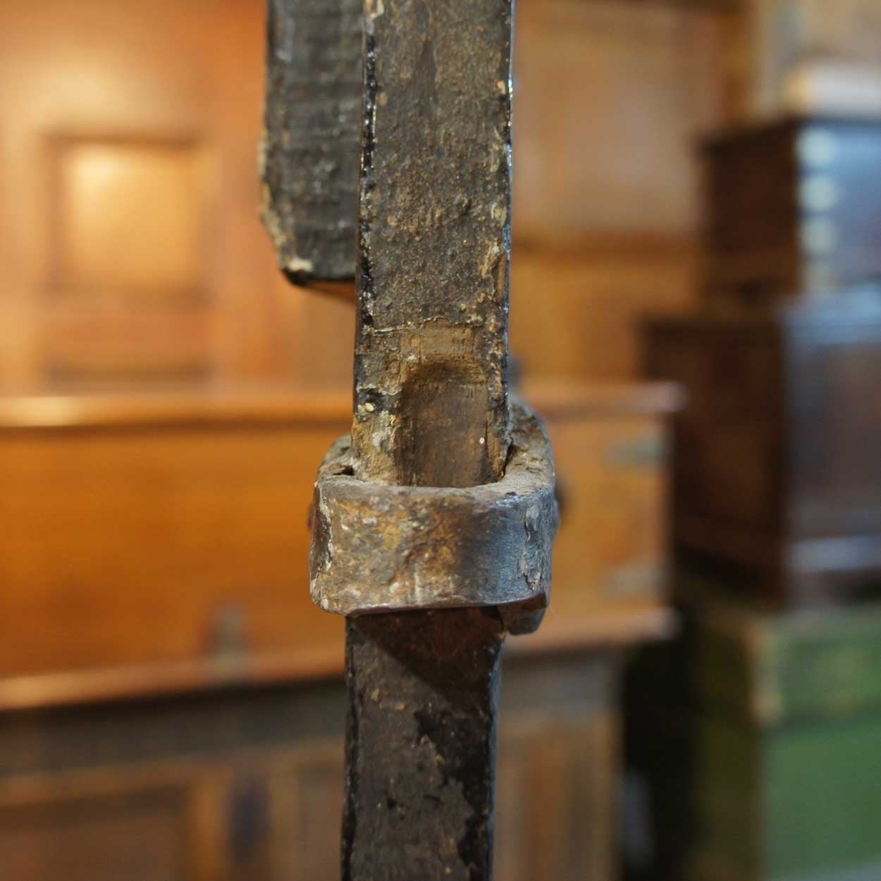 Rare English Baroque Iron Mounted Elm Three-Plank Single Door In Good Condition In Denver, CO