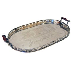 English Neoclassical Elkington Silver-Plated Gallery Tray