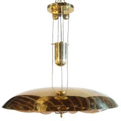 Paavo Tynell for Taito Oy Modern Brass Weighted Pendant Light