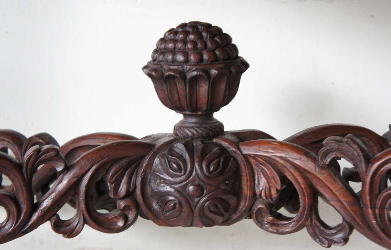 Carved Pair of Indo-Portuguese Rosewood Console Tables