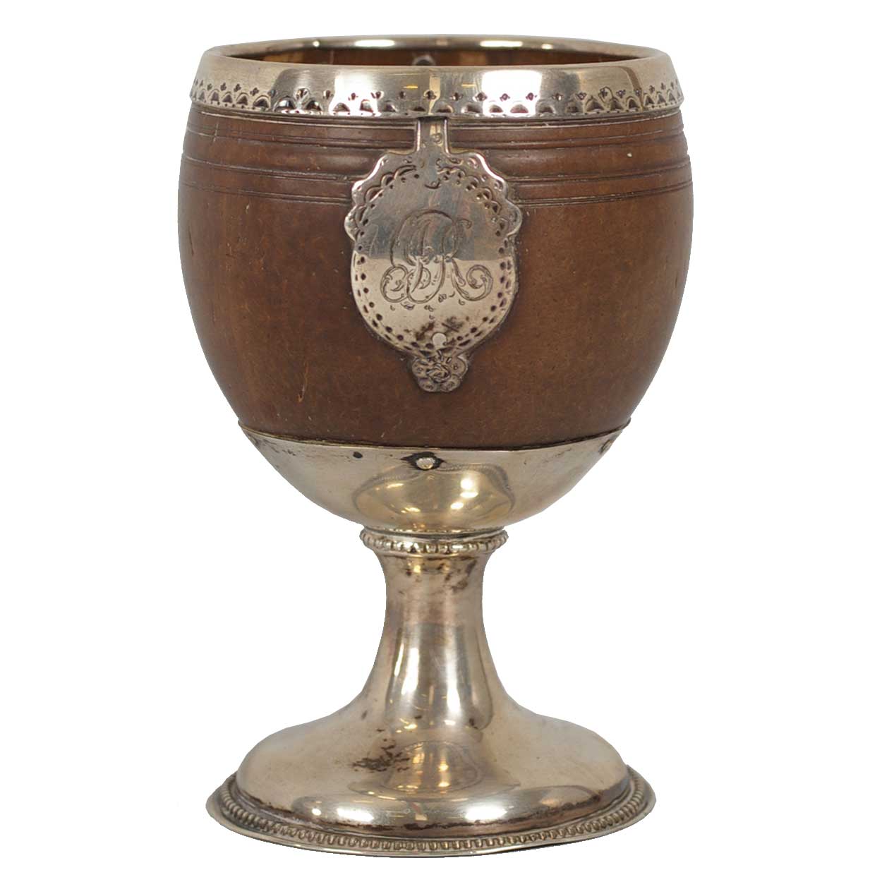 English George III Sterling Silver Mounted Coconut Cup For Sale